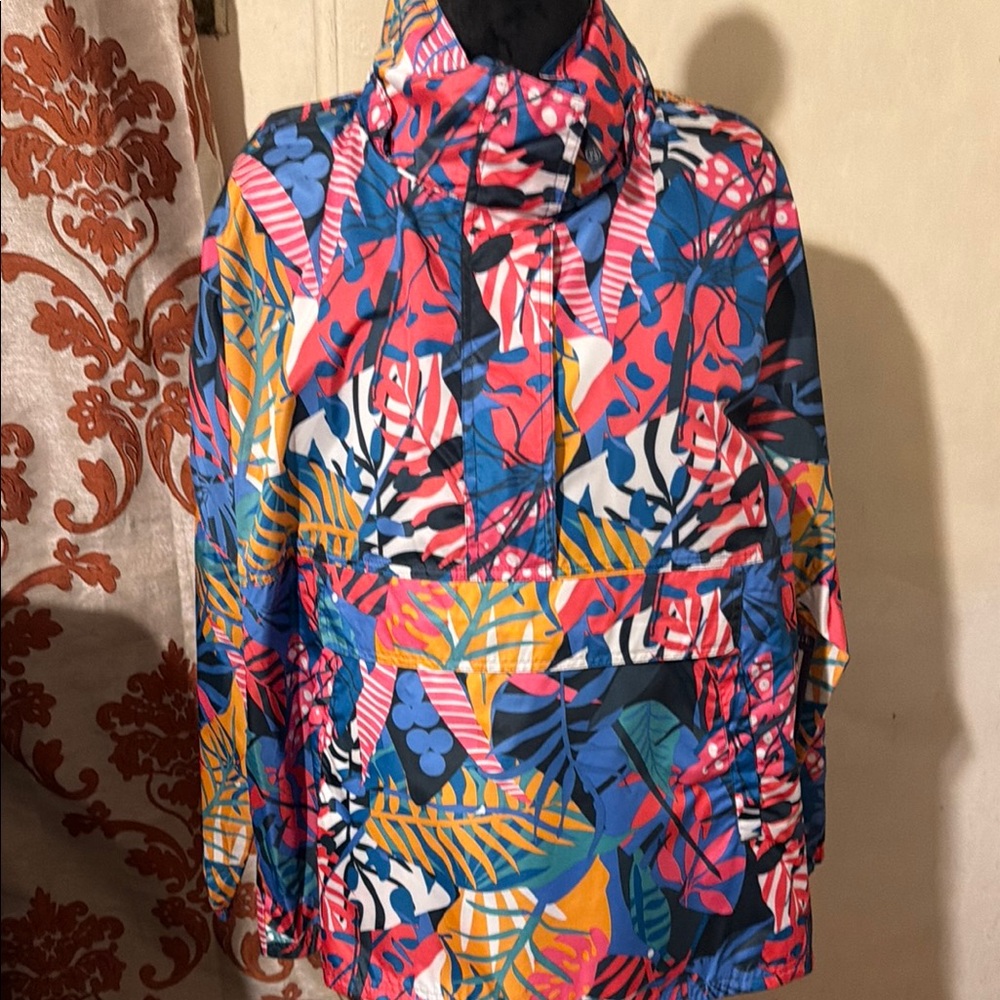 Lauren James Tropical-Print Puffer Jacket in Pink, Blue & Yellow